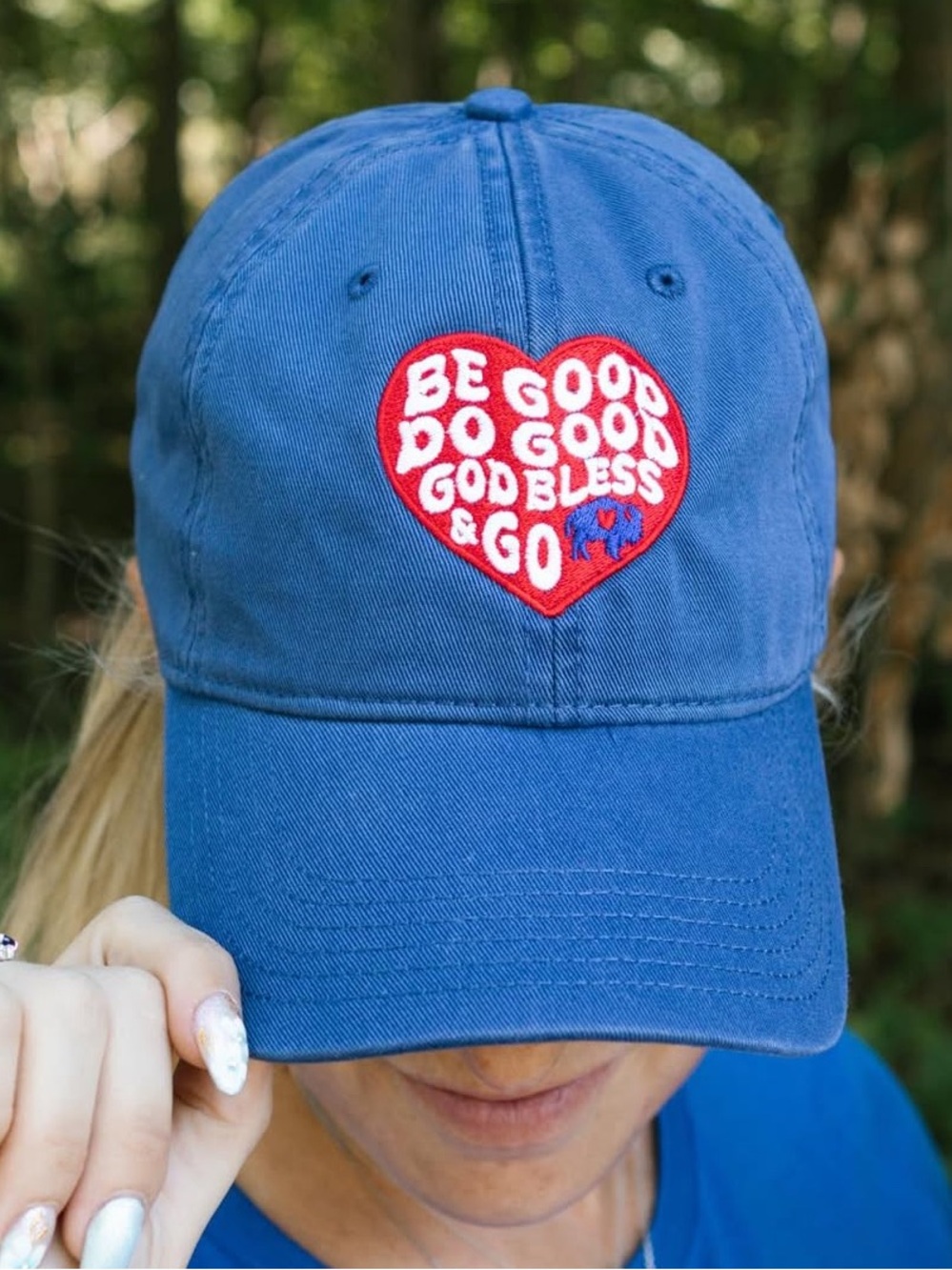 Blue Baseball Cap NFL Buffalo Bills be good, do good, god bless and go bills
